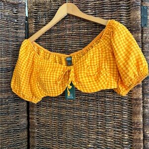 Wild Fable Orange Gingham Crop Top